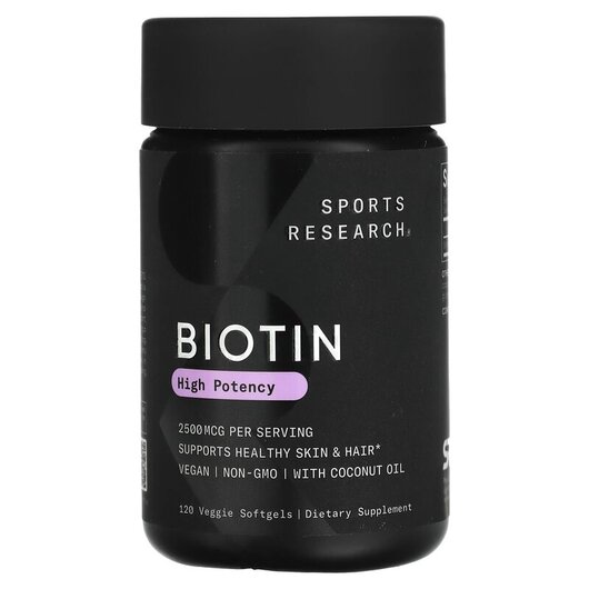 Основное фото товара Biotin 2500 mcg Основное фото товара Sports Research, Биотин 2500 мкг, Biotin 2500 mcg, 120 капсул