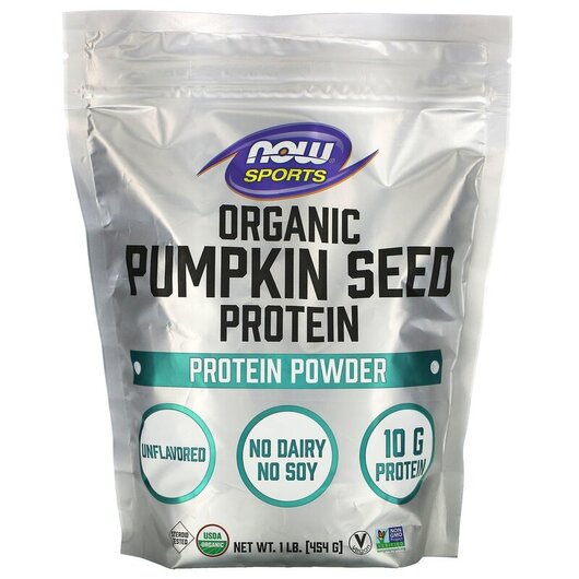 Основное фото товара Sports Organic Pumpkin Seed Protein PowderUnflavored Основное фото товара NOW Foods, Протеин, Pumpkin Seed Protein, 454 г