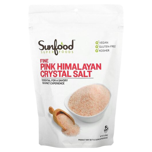 Основное фото товара Fine Himalayan Crystal Salt Основное фото товара Sunfood, Розовая соль, Fine Himalayan Crystal Salt, 454 г