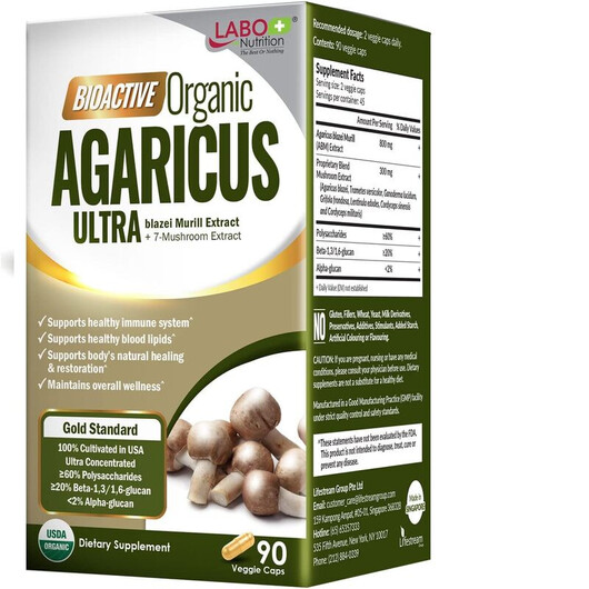 Основне фото товару Bioactive Organic Agaricus Ultra, Гриби Агарик бразильський, 90 к