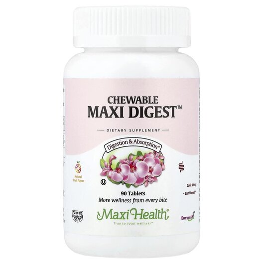 Основное фото товара Chewable Maxi Digest Natural Fruit Flavor Основное фото товара Ферменты, Chewable Maxi Digest Natural Fruit Flavor, 90 таблеток