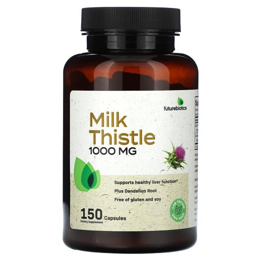 Основне фото товару Milk Thistle 1000 mg Основне фото товару Future Biotics, Milk Thistle 1000 mg, Розторопша, 150 капсул