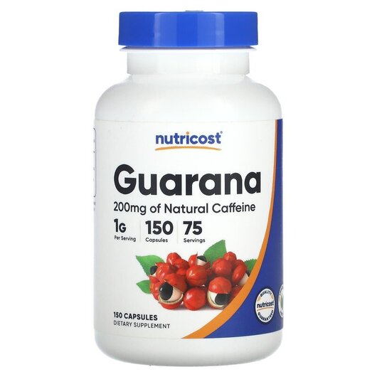 Основное фото товара Guarana 1000 mg Основное фото товара Nutricost, Гуарана Экстракт, Guarana 1000 mg, 150 капсул