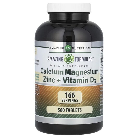 Основное фото товара Calcium Magnesium Zinc + Vitamin D3 Основное фото товара Кальций магний цинк, Calcium Magnesium Zinc + Vitamin D3, 500 таб