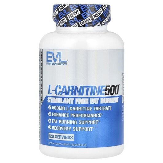 Основное фото товара EVLution Nutrition, L-Карнитин, L-CARNITINE500, 120 капсул