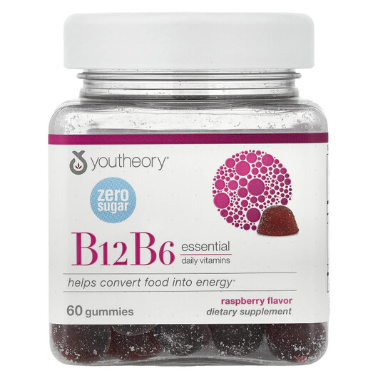 Основное фото товара Витамин B1 Тиамин, Vitamin B12 & B6 Gummies Raspberry, 60 таб