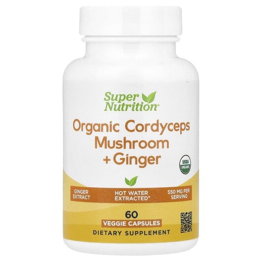 Основное фото товара Organic Cordyceps Mushroom + Ginger Основное фото товара Грибы Кордицепс, Organic Cordyceps Mushroom + Ginger, 60 капсул