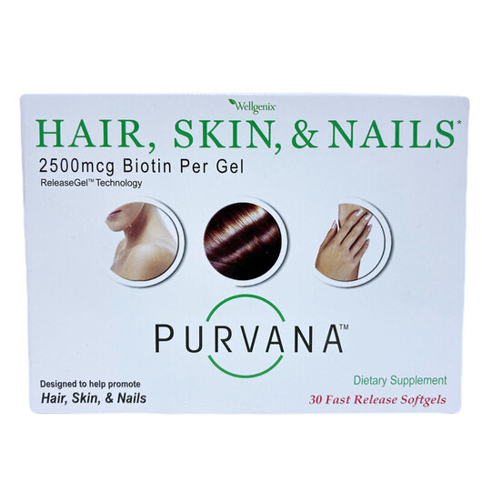Основне фото товару Wellgenix, Purvana Hair Skin & Nails, Пурвана, 30 капсул