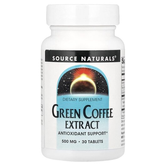 Основне фото товару Green Coffee Extract 500 mg Основне фото товару Green Coffee Extract 500 mg, Зелена Кава 500 мг, 30 таблеток