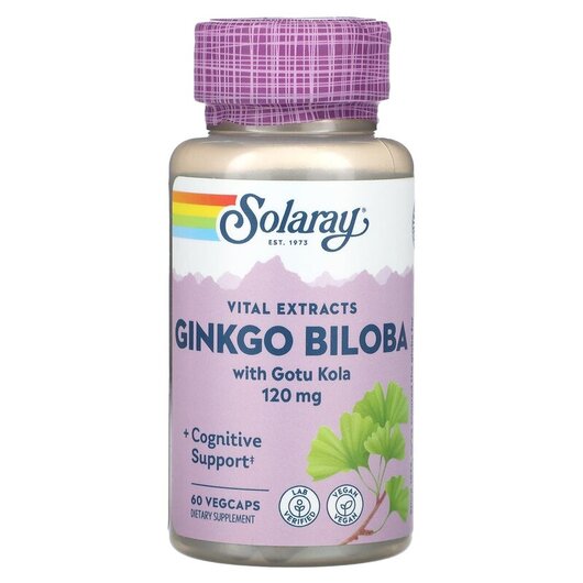 Основное фото товара Vital Extracts Ginkgo Biloba With Gotu Kola 120, Гинкго Билоба, 6