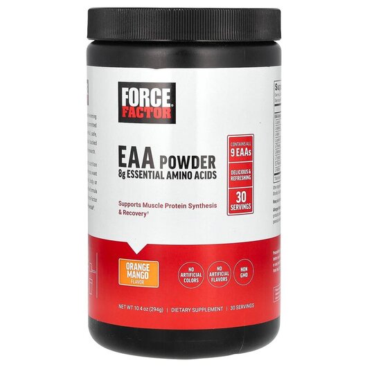 Основное фото товара Force Factor, Аминокислоты, EAA Powder Orange Mango, 294 г