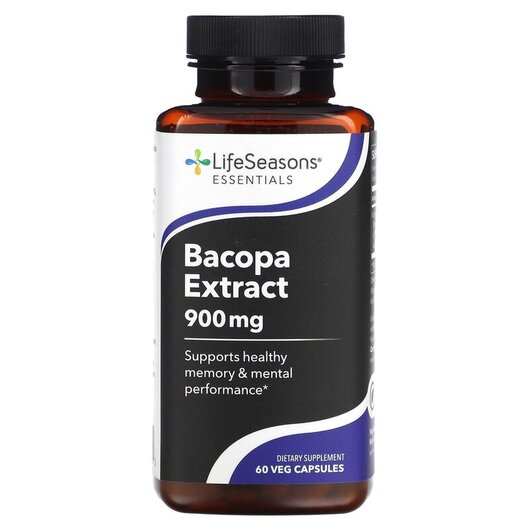 Основное фото товара LifeSeasons, Бакопа Монье, Bacopa Extract 900 mg, 60 капсул