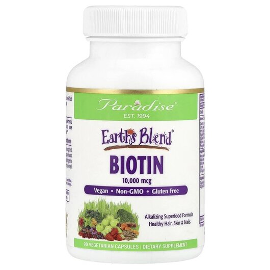 Основное фото товара Earth's Blend Biotin 10000 mcg Основное фото товара Витамин B7 Биотин, Earth's Blend Biotin 10000 mcg, 90 капсул