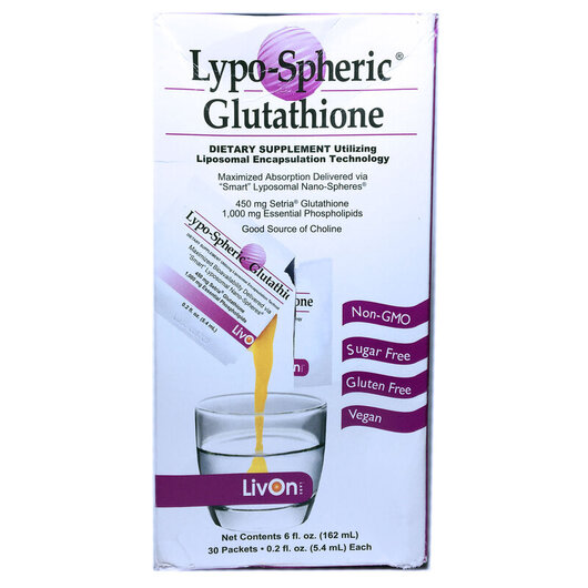 Основне фото товару Lypo-Spheric Glutathione 450 mg 30 Packets Основне фото товару Lypo-Spheric Glutathione, Ліпосферний Глутатіон 450 мг, 162 мл