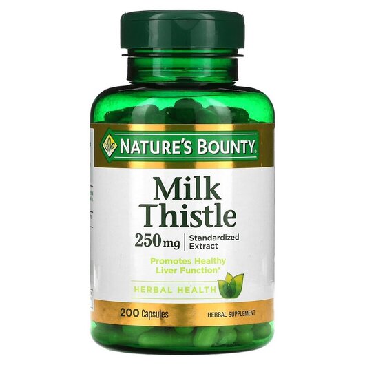 Основне фото товару Milk Thistle 250 mg Основне фото товару Nature's Bounty, Milk Thistle 250 mg, Розторопша 250 мг, 200