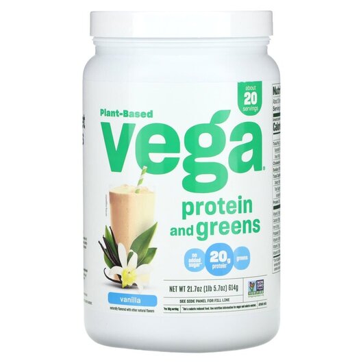 Основное фото товара Vega, Протеин, Protein & Greens Vanilla Flavored, 618 г