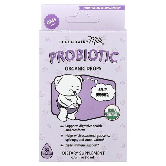 Основное фото товара Probiotic Organic Drop 0+ Months Основное фото товара Legendairy Milk, Пробиотики, Probiotic Organic Drop 0+ Months, 10