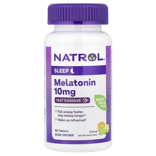 Основне фото товару Melatonin Fast Dissolve Maximum Strength Citrus, Мелатонін, 60 та