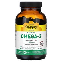 Омега 3 Natural Omega-3 1000 mg Country Life 100 softgels