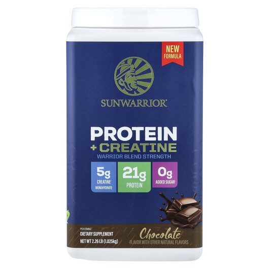 Основне фото товару Protein + Creatine Chocolate Основне фото товару Sunwarrior, Protein + Creatine Chocolate, Протеїн Веганский, 1.02