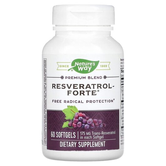 Основное фото товара Ресвератрол, Premium Blend Resveratrol Forte 175 mg, 60 капсул
