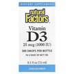 Фото товара Natural Factors, Жидкий Витамин D3, Vitamin D3 Drops 1000 IU 0, 1