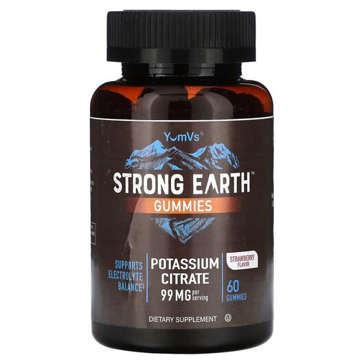 Основное фото товара Strong Earth Gummies Potassium Citrate Strawberry 99, Калий, 60 т