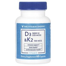 Вітамін D3 D3 & K2 TheVitaminShoppe 60 капсул Вітамін D3 D3 & K2 TheVitaminShoppe 60 капсул