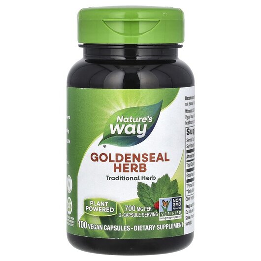Основне фото товару Goldenseal Herb 400 mg, Жовтокорінь 400 мг Корінь, 100 капсул
