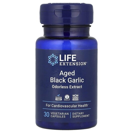 Основне фото товару Aged Black Garlic Основне фото товару Life Extension, Aged Black Garlic, Екстракт Часнику, 30 капсул