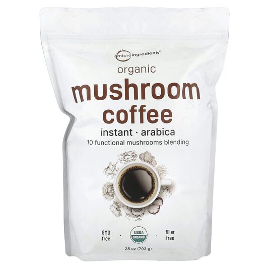 Основное фото товара Organic Instant Mushroom Coffee Основное фото товара Micro Ingredients, Грибы, Organic Instant Mushroom Coffee, 793 г