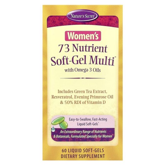Основне фото товару Women's 73 Nutrient Soft-Gel Multi with Omega-3 Основне фото товару Women's 73 Nutrient, Мультивітаміни з Омега 3, 60 капсул