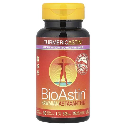 Основное фото товара Астаксантин, BioAstin Hawaiian Astaxanthin, 30 Vegan Soft Gels