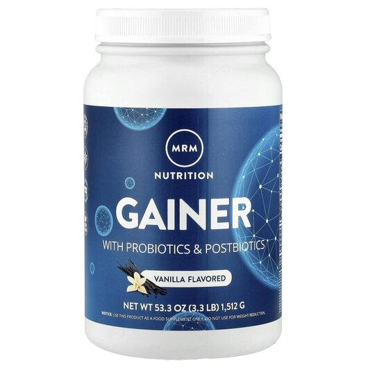 Основное фото товара Gainer With Probiotics Rich Vanilla Основное фото товара MRM, Гейнер с пробиотиками Ваниль, Gainer With Probiotics, 1512 г
