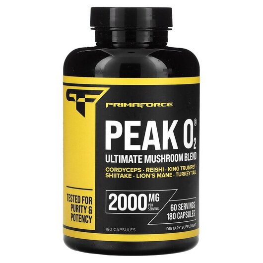 Основне фото товару Primaforce, Peak O2 Ultimate Mushroom Blend 2000 mg, Гриби, 180 к