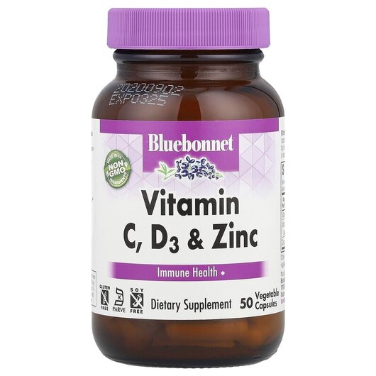 Основне фото товару Vitamin C D3 & Zinc Основне фото товару Vitamin C D3 & Zinc, Вітамін C D3 та Цинк, 50 капсул