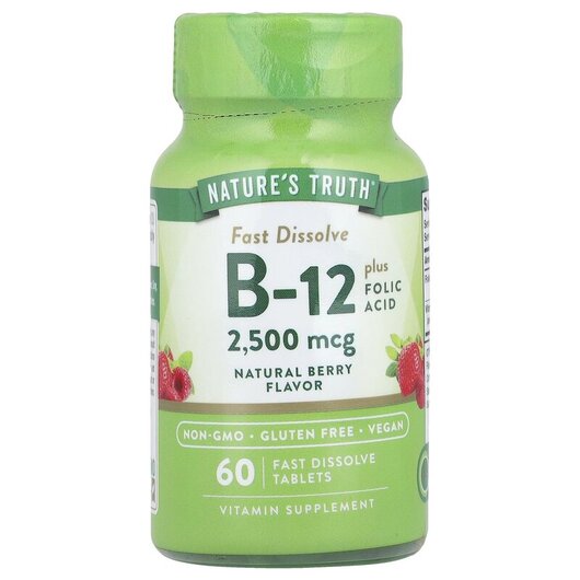 Основне фото товару Nature's Truth, Vitamin B-12 2500 mcg, Вітамін B12, 60 табле