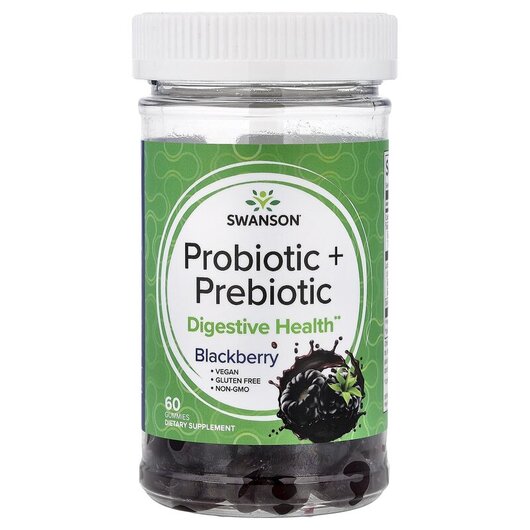 Основное фото товара Swanson, Пребиотики, Probiotic + Prebiotic Blackberry, 60 таблето