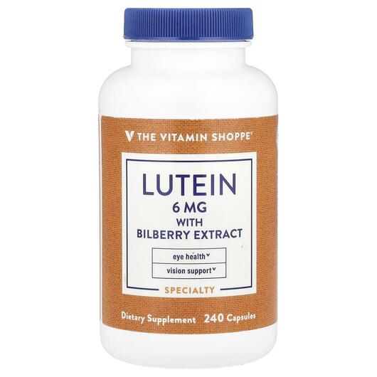 Основне фото товару TheVitaminShoppe, Lutein With Bilberry Extract, Лютеїн, 240 капсу