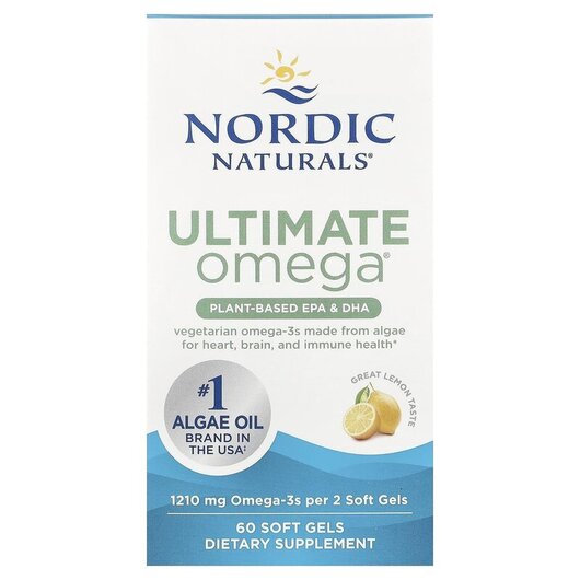 Основное фото товара ДГК, Ultimate Omega Plant-Based EPA & DHA Lemon, 60 капсул