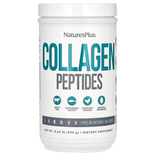Основне фото товару Collagen Peptides Основне фото товару Natures Plus, Collagen Peptides Powder, Колагенові пептиди, 294 г