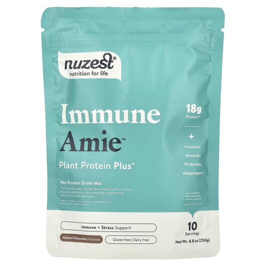 Основне фото товару Immune Amie Plant Protein Plus+ Natural Chocolate, Протеїн, 250 г