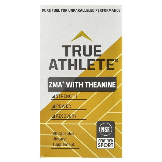 Основне фото товару ZMA With Theanine Основне фото товару True Athlete, ZMA With Theanine, ЗМА Цинк Магній B6, 90 капсул