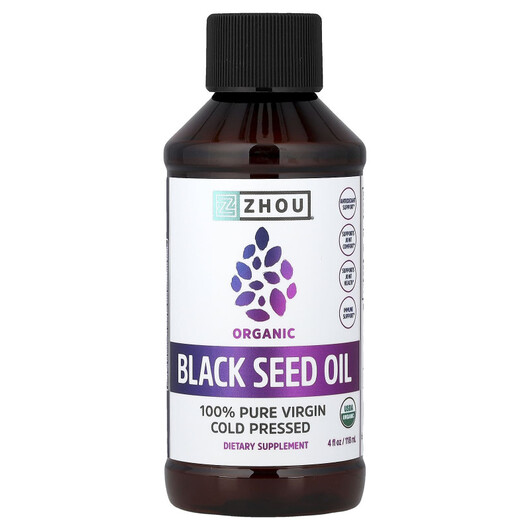 Основне фото товару Zhou Nutrition, Organic Black Seed Oil, Чорний кмин, 118 мл