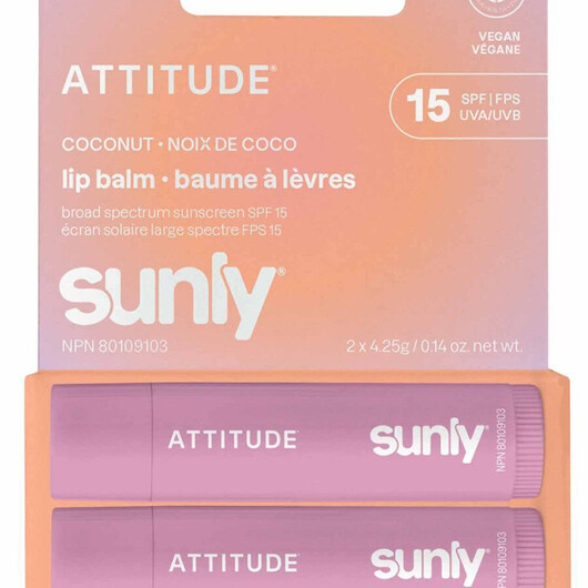 Основне фото товару Sunly Lip Balm Duo SPF Основне фото товару ATTITUDE, Sunly Lip Balm Duo SPF, Бальзам для губ, 2 x