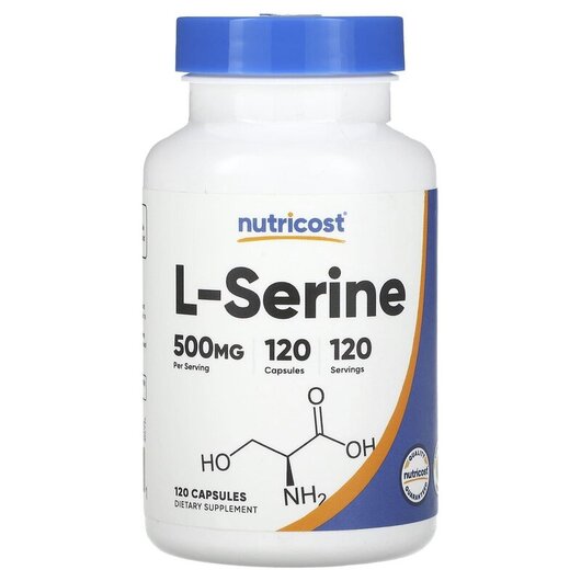 Основне фото товару L-Serine 500 mg Основне фото товару Nutricost, L-Serine 500 mg, L-Серин, 120 капсул