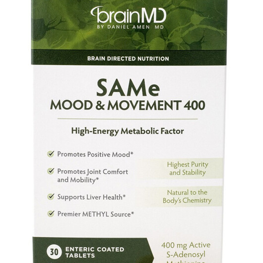 Основное фото товара SAMe Mood & Movement Основное фото товара BrainMD, Поддержка стресса, SAMe Mood & Movement, 30 таблеток