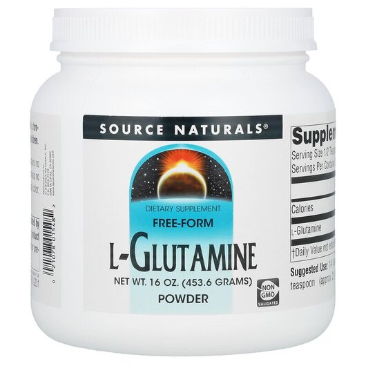 Основне фото товару L-Glutamine Free-Form Powder Основне фото товару Source Naturals, L-Glutamine Free-Form Powder, L-Глутамін, 453.6