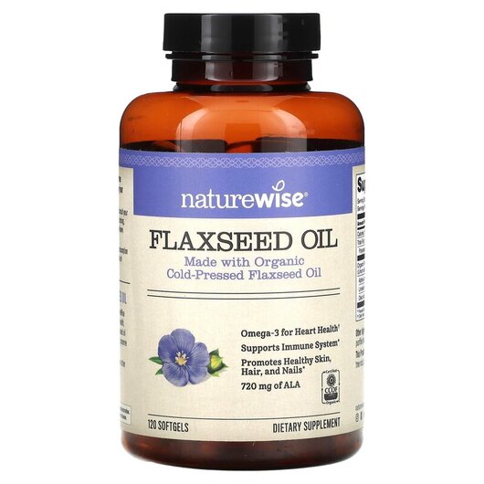 Основне фото товару Flaxseed Oil Основне фото товару Naturewise, Flaxseed Oil, Лляна олія, 120 капсул