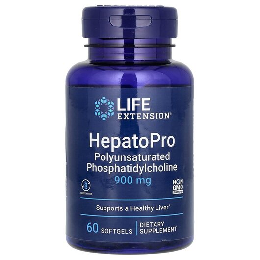 Основне фото товару Life Extension, HepatoPro 900 mg, Фосфатидилхолін PPC, 60 капсул